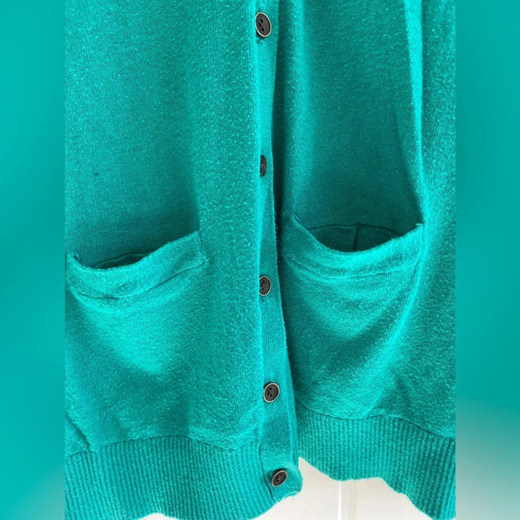 Maurices Kelly Green Lightweight Long Sleeve V-Neck ButtonUp Cardigan Size Small - Picture 3 of 5